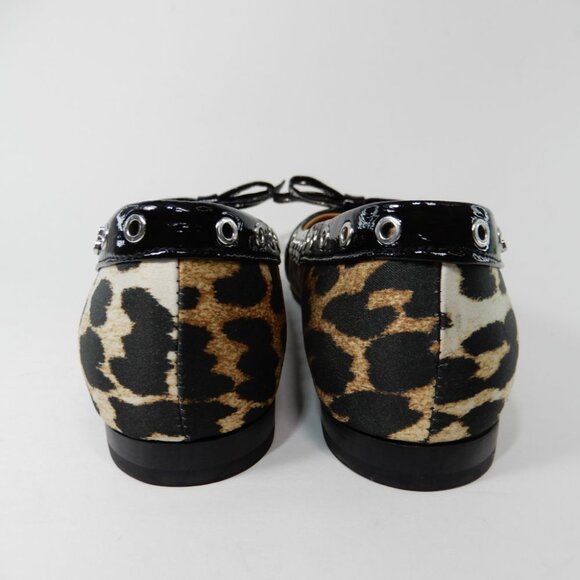 GANNI Grommet Bow Ballet Flats Leopard Print - Picture 8 of 15